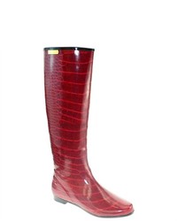 Henry Ferrera Colorado Red Croc Solid Knee High Rubber Rain Boots