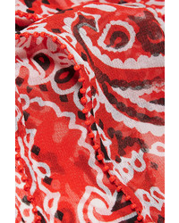 Chan Luu Bead Embellished Printed Georgette Scarf Red