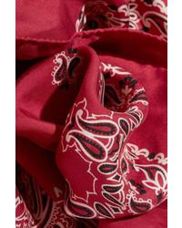 Saint Laurent Printed Silk Twill Scarf Red