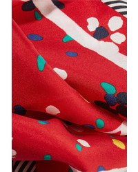 Marc Jacobs Printed Silk Twill Scarf Red