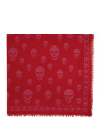 Alexander McQueen Red And Pink Orient Skull Scarf