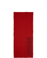 Raf Simons Red Wool Asymmetric Scarf