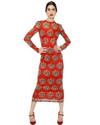 Dolce & Gabbana Sacred Heart Printed Chiffon Dress