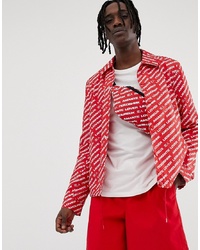 ASOS DESIGN Co Ord Coach Jacket With Print In Red