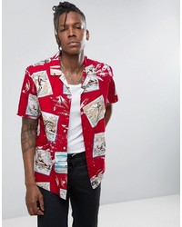 Dickies Shirt With All Over Post Card Print In Regular Fit