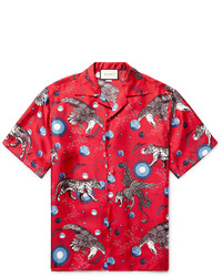 Gucci Space Animals Camp Collar Printed Silk Twill Shirt