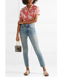 Double Rainbouu Cropped Printed Poplin Shirt