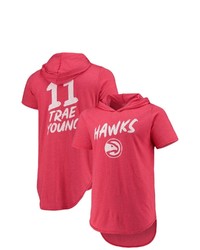 FANATICS Branded Tr Young Red Atlanta Hawks Tri Blend Hoodie T Shirt
