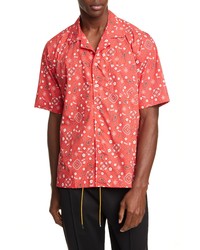 Rhude Bandana Print Short Sleeve Button Up Camp Shirt