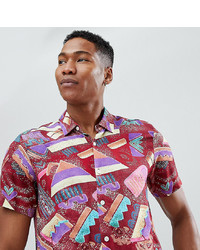 Reclaimed Vintage Inspired Shirt With Abstract Print And Short Sleeves