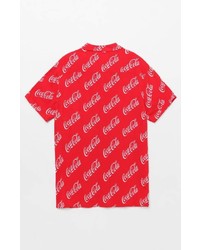 Pacsun X Coca Cola Logo Short Sleeve Button Up Camp Shirt