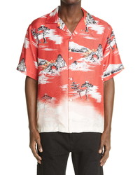 Amiri Relaxed Fit Faded Aloha Short Sleeve Button Up Shirt