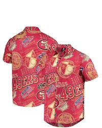 FOCO Scarlet San Francisco 49ers Thematic Button Up Shirt