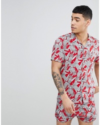 Religion Short Sleeve Revere Shirt With Pineapple Print