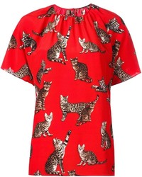 Dolce & Gabbana Bengal Cat Print Blouse
