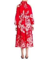 Fendi Cold Shoulder Floral Print Dress