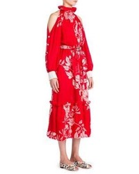 Fendi Cold Shoulder Floral Print Dress
