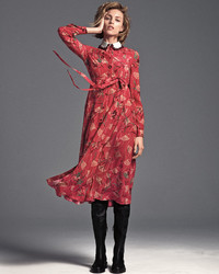 Valentino Lotus Print Silk Gown With Removable Collar