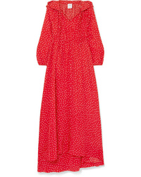 Vetements Hooded Printed Silk De Chine Maxi Dress