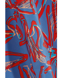 Diane von Furstenberg Asymmetric Printed Silk Crepe De Chine Midi Wrap Dress Red