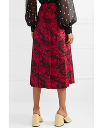 Gucci Pleated Printed Silk Twill Midi Skirt