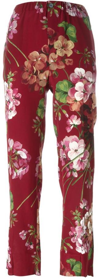 Gucci Women's Flare Dress Coral Silk Pants