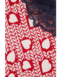 Stella McCartney Poppy Snoozing Printed Stretch Silk Crepe De Chine Playsuit Crimson