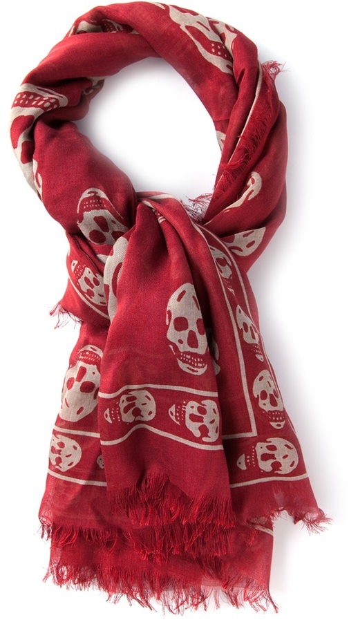 skull-print wool scarf