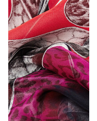 Emma J Shipley Jaguar Leaves Printed Silk Chiffon Scarf