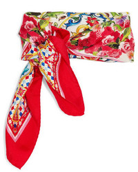 Dolce & Gabbana Printed Silk Scarf Red