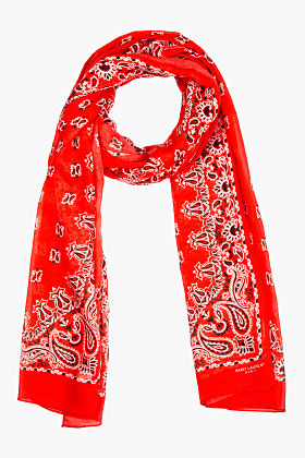 Saint Laurent Red Silk Cashmere Scarf, $825 | SSENSE | Lookastic