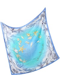 Laura Biagiotti Starfish Print Chiffon Silk Square Scarf