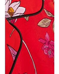 Markus Lupfer Printed Silk Crepe De Chine Shirt Red