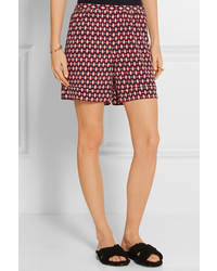 Marc Jacobs Printed Silk Crepe De Chine Shorts Red