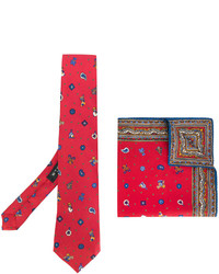 Etro Christmas Print Tie And Pocket Square Set