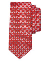 Salvatore Ferragamo Dog Print Silk Tie In Rosso At Nordstrom