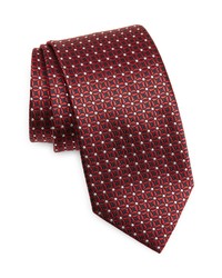 Zegna Macro Armature Grid Silk Tie In Md Red Fan At Nordstrom