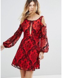 Free People Want To Want Me Embroidered Flared Sleeve Dress