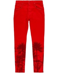 Red Print Skinny Jeans