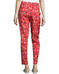 See by Chloe Pleated Front Heart  Dot Print Pants Redmulti