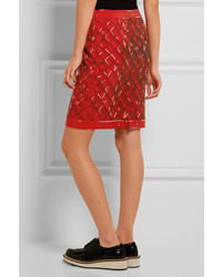 Moschino Printed Crepe Skirt Red