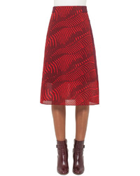 Akris Zebra Print A Line Midi Skirt Pomegranate