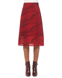 Akris Zebra Print A Line Midi Skirt Pomegranate