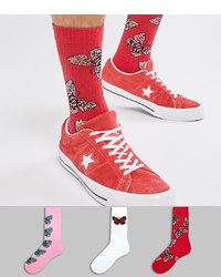 ASOS DESIGN Sports Style Socks With All Over Butterfly Design 3 Pack