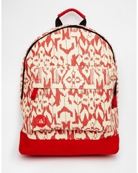 Mi-pac Backpack In Red Ikat Print