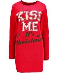 Boohoo Georgia Kiss Me Its Christmas Knit Jumper Dress