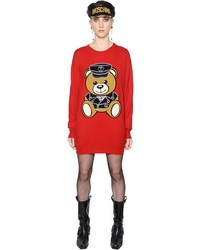 Moschino Teddy Bear Intarsia Merino Sweater Dress