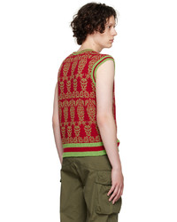 Paria Farzaneh Red Wool Vest