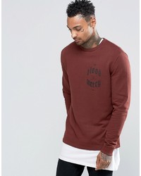 Asos Sweatshirt In Chestnut With Chest Print
