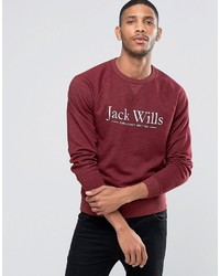 Jack Wills Sweatshirt With Print And Raglan Sleeves In Damson